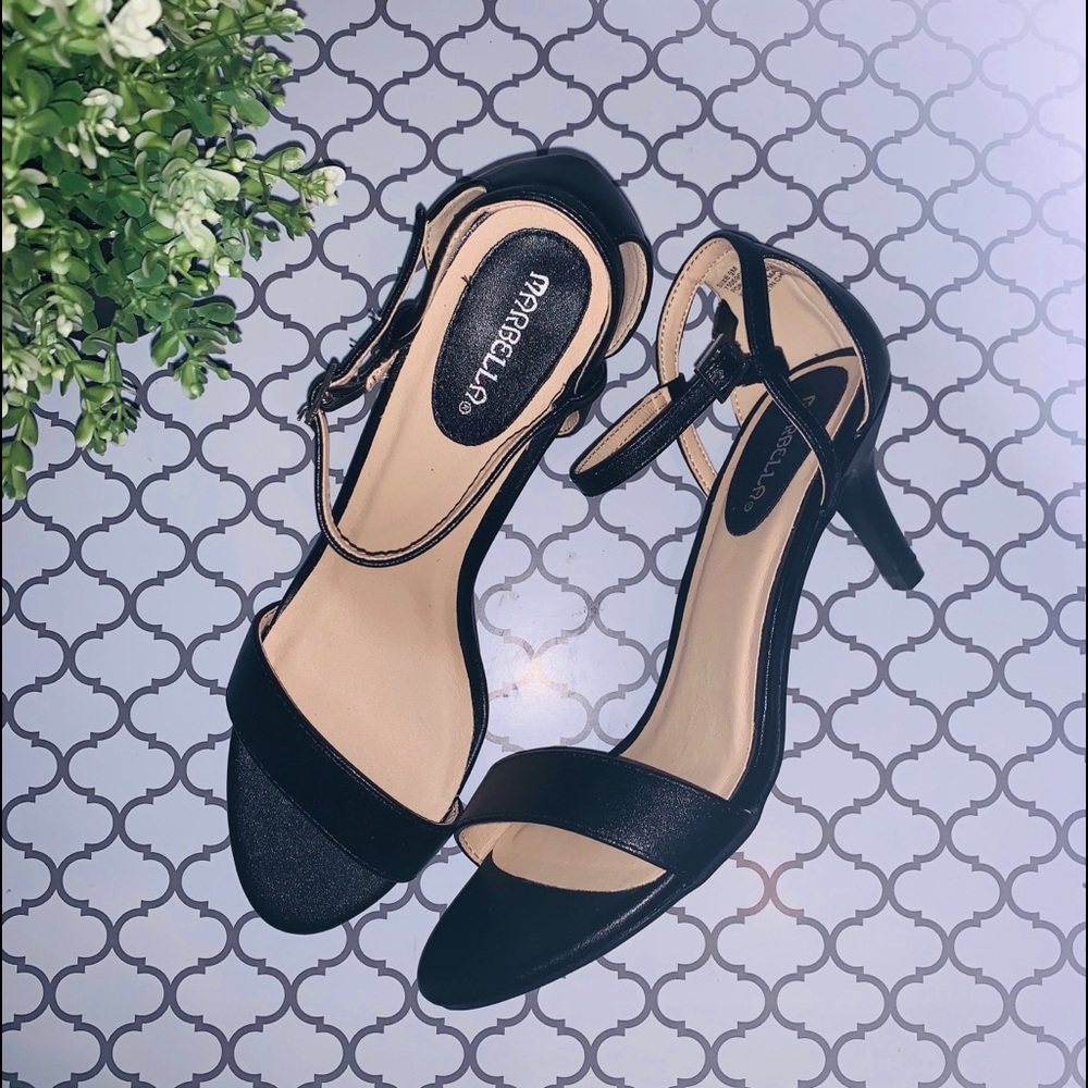 Black ankle strap heel